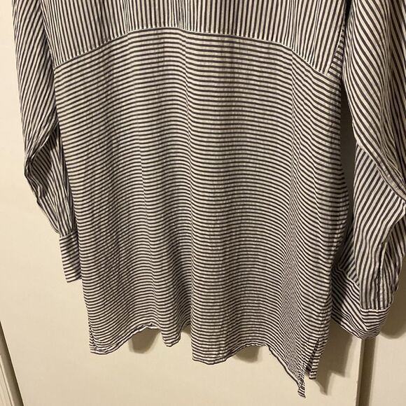 Ann Taylor Lyocell Modal Striped Kimono/Dolman Sleeve Button Down Blouse XL - Picture 10 of 13